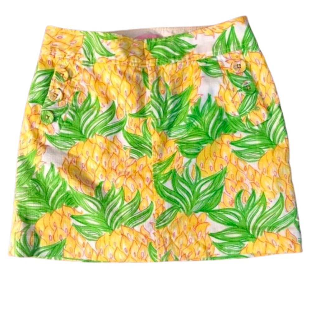 Lilly Pulitzer Pineapple Mini Skirt pockets